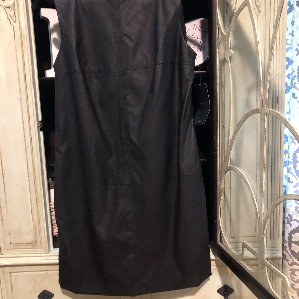 Zara Trafaluc Black Vegan Leather Shift Dress